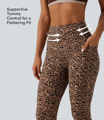 Halara UltraSculpt™ Leopard Print High Waisted Tummy Control Fleece Workout Leggings with Pockets Halara UltraSculpt™ Leopard Print High Waisted Tummy Control Fleece Workout Leggings with Pockets