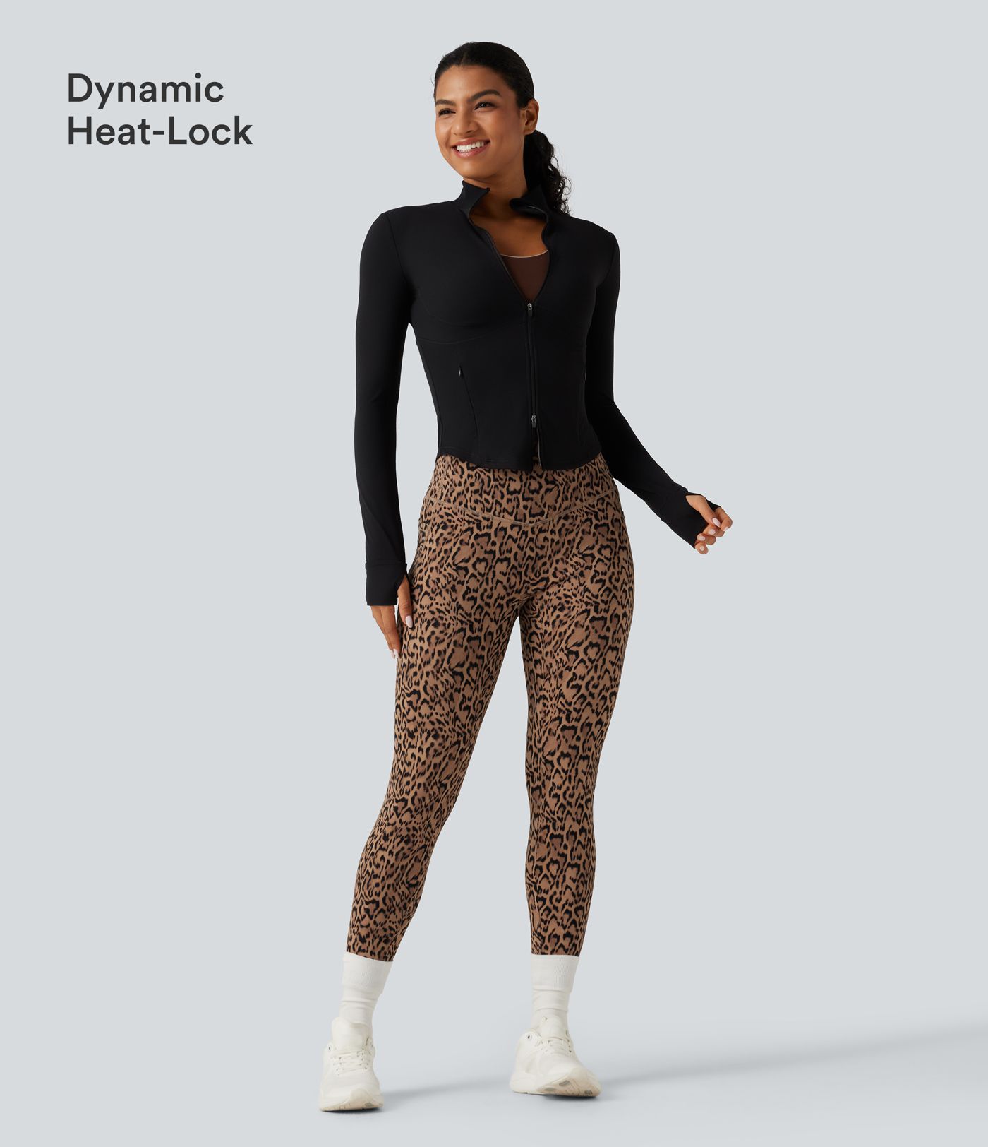 Halara UltraSculpt™ Leopard Print High Waisted Tummy Control Fleece Workout Leggings with Pockets Halara UltraSculpt™ Leopard Print High Waisted Tummy Control Fleece Workout Leggings with Pockets