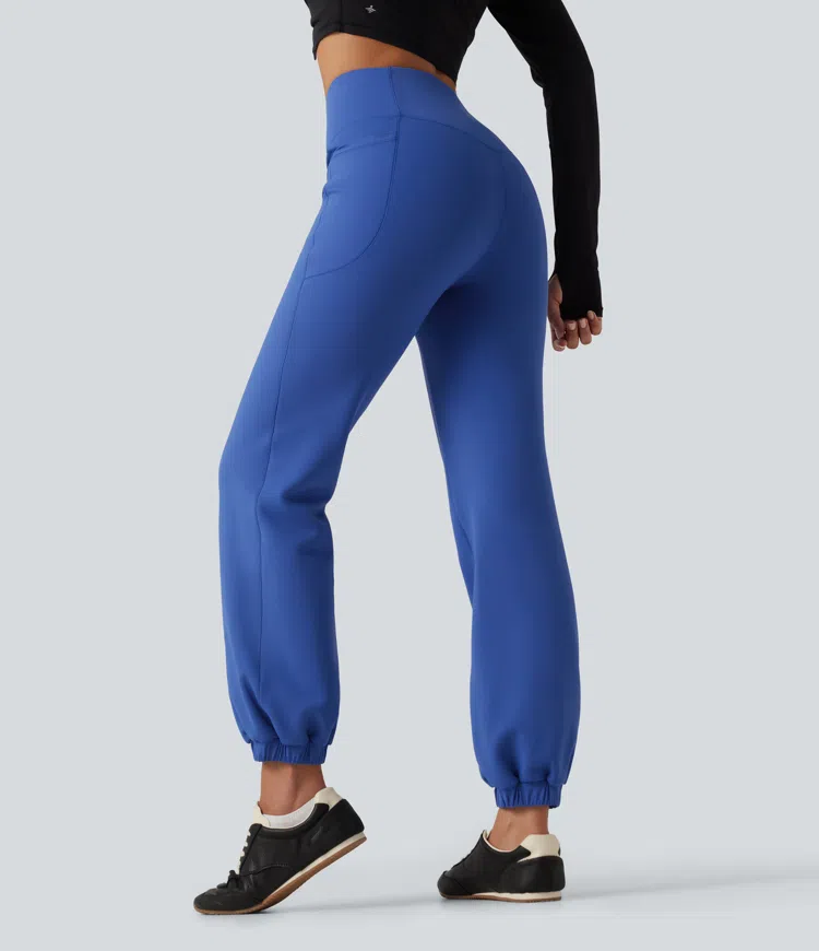 High Waisted Tummy Control Fleece Dance Joggers with Pockets