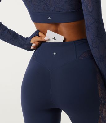 SoftlyZero™ High Waisted Contrast Lace Yoga Leggings with Pocket