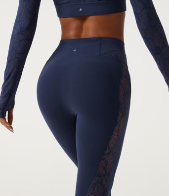 SoftlyZero™ High Waisted Contrast Lace Yoga Leggings with Pocket