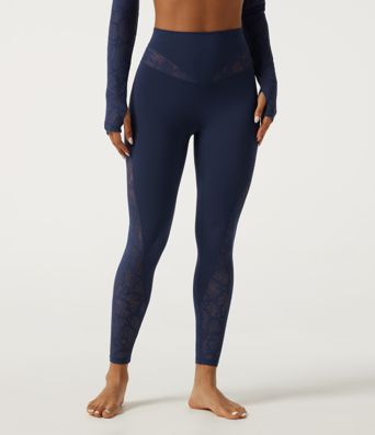 SoftlyZero™ High Waisted Contrast Lace Yoga Leggings with Pocket