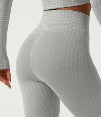 High Waisted Tummy Control Houndstooth Yoga Leggings High Waisted Tummy Control Houndstooth Yoga Leggings