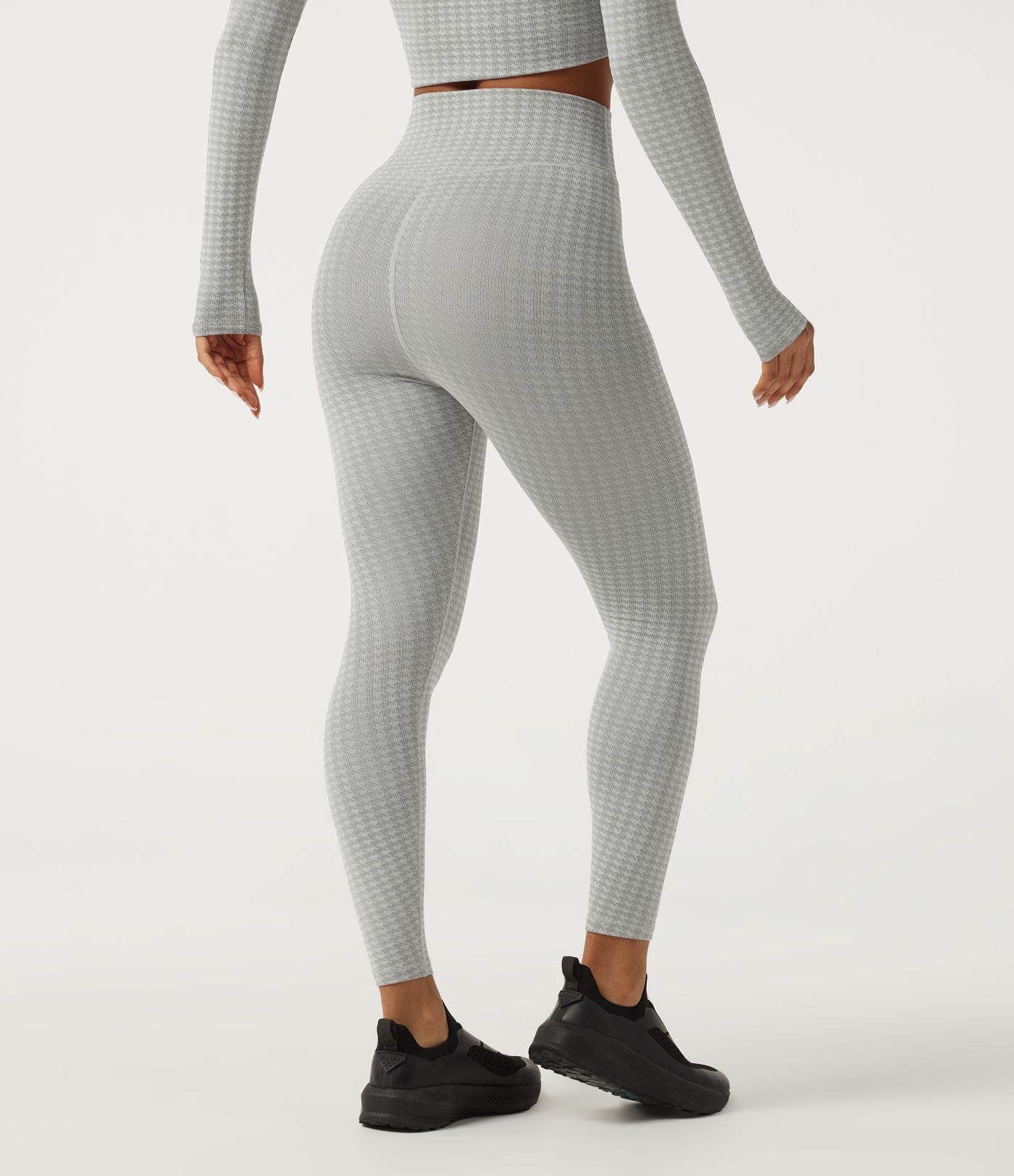 High Waisted Tummy Control Houndstooth Yoga Leggings High Waisted Tummy Control Houndstooth Yoga Leggings