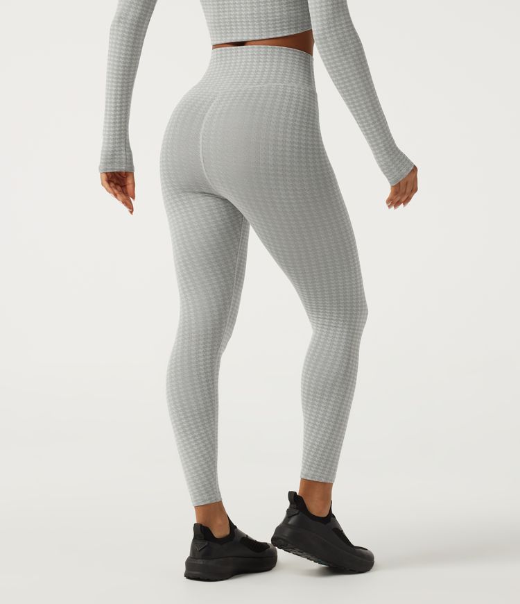 High Waisted Tummy Control Houndstooth Yoga Leggings High Waisted Tummy Control Houndstooth Yoga Leggings