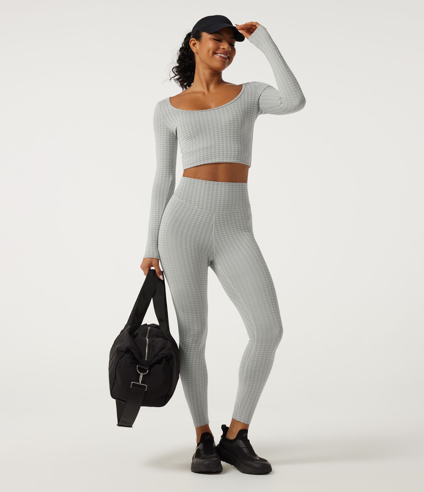 High Waisted Tummy Control Houndstooth Yoga Leggings High Waisted Tummy Control Houndstooth Yoga Leggings