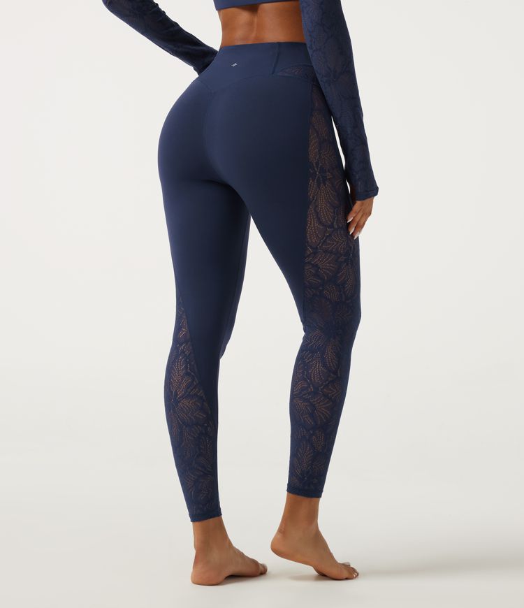 SoftlyZero™ High Waisted Contrast Lace Yoga Leggings with Pocket