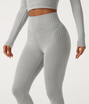 High Waisted Tummy Control Houndstooth Yoga Leggings High Waisted Tummy Control Houndstooth Yoga Leggings