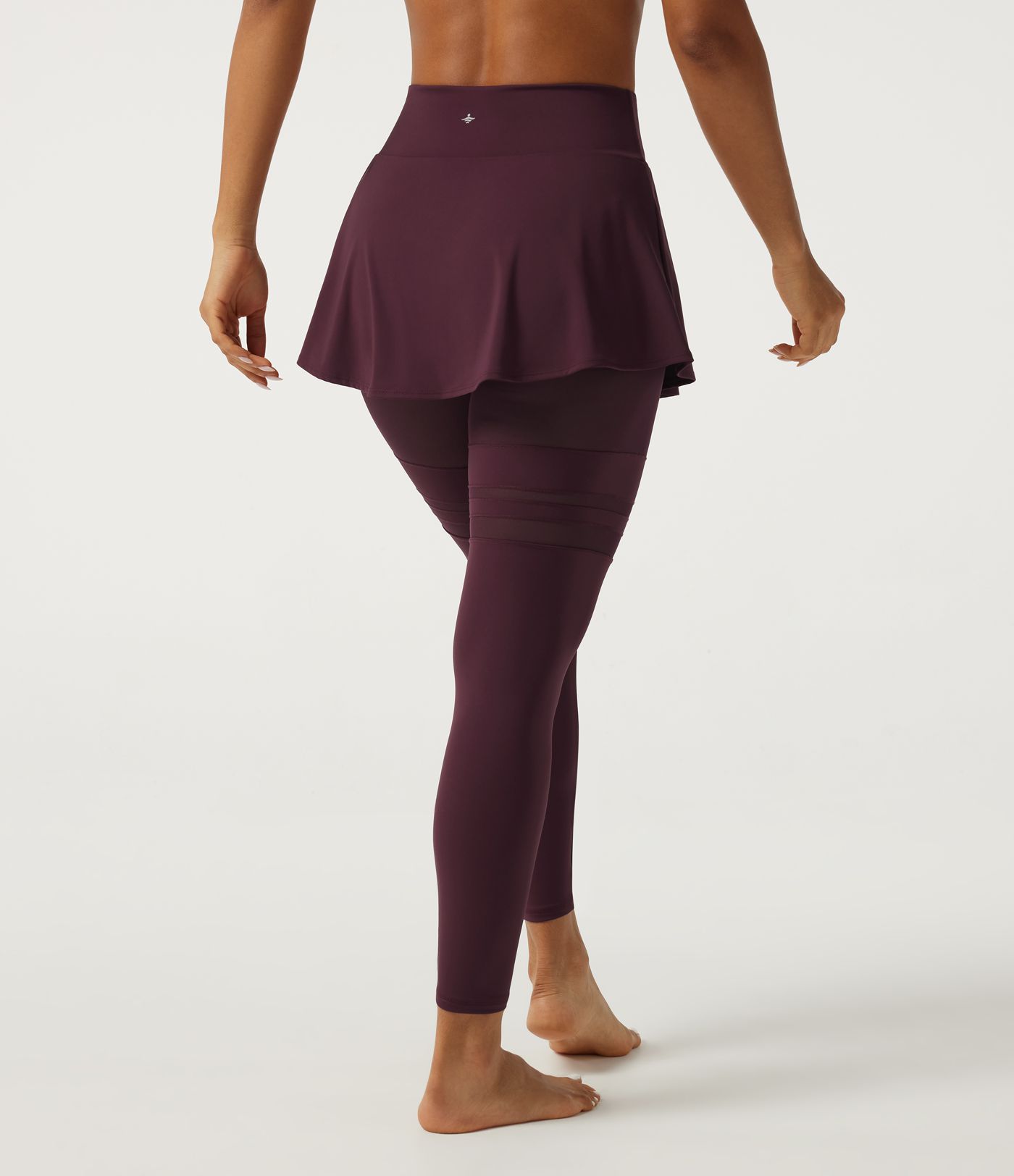 SoftlyZero™ Airy Mid Rise Pleated Contrast Mesh Dance Skirted Leggings with Pockets