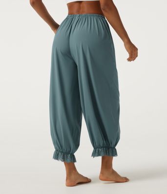 Breezeful™ High-Waist-Tanzhose mit Kordelzug, Kontrastspitze, schnelltrocknendem Material und Taschen Breezeful™ High-Waist-Tanzhose mit Kordelzug, Kontrastspitze, schnelltrocknendem Material und Taschen