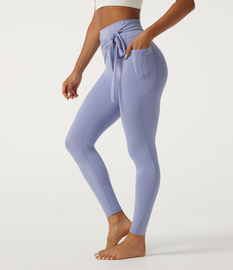 SoftlyZero™ High Waisted Tie Front Yoga Leggings with Pockets