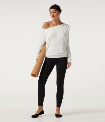 Haut de yoga asymétrique effet frais InstantCool à manches longues et détails plissés protection solaire UPF50+ Haut de yoga asymétrique effet frais InstantCool à manches longues et détails plissés protection solaire UPF50+
