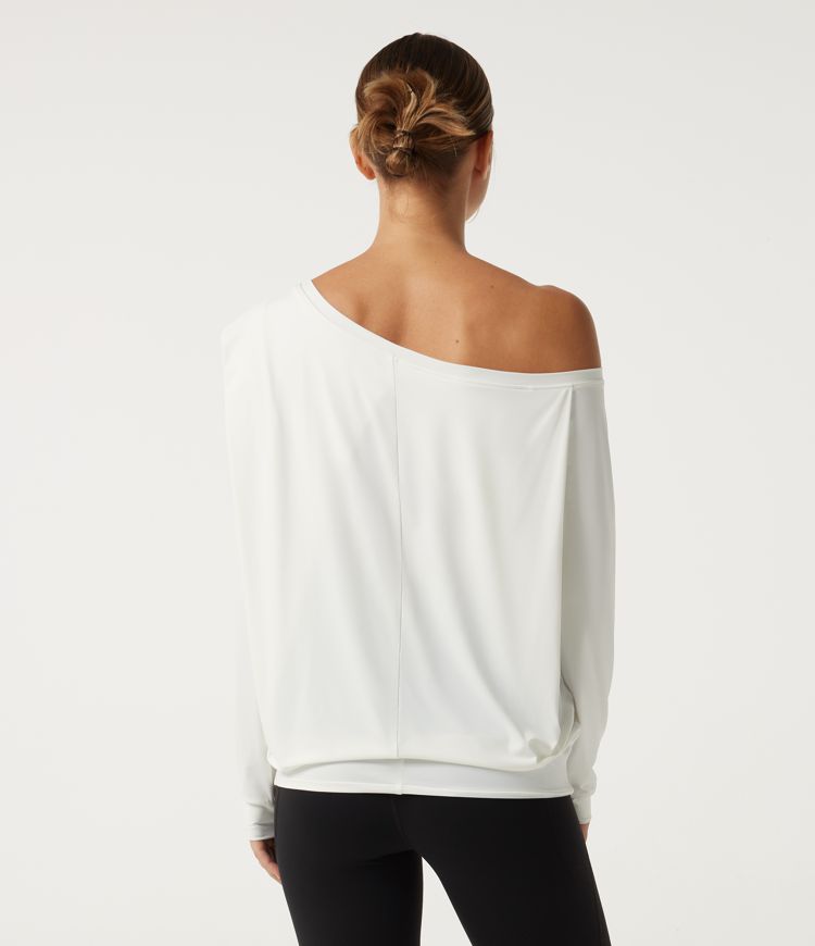 Haut de yoga asymétrique effet frais InstantCool à manches longues et détails plissés protection solaire UPF50+ Haut de yoga asymétrique effet frais InstantCool à manches longues et détails plissés protection solaire UPF50+