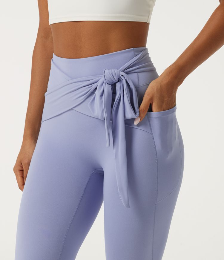SoftlyZero™ High Waisted Tie Front Yoga Leggings with Pockets SoftlyZero™ High Waisted Tie Front Yoga Leggings with Pockets