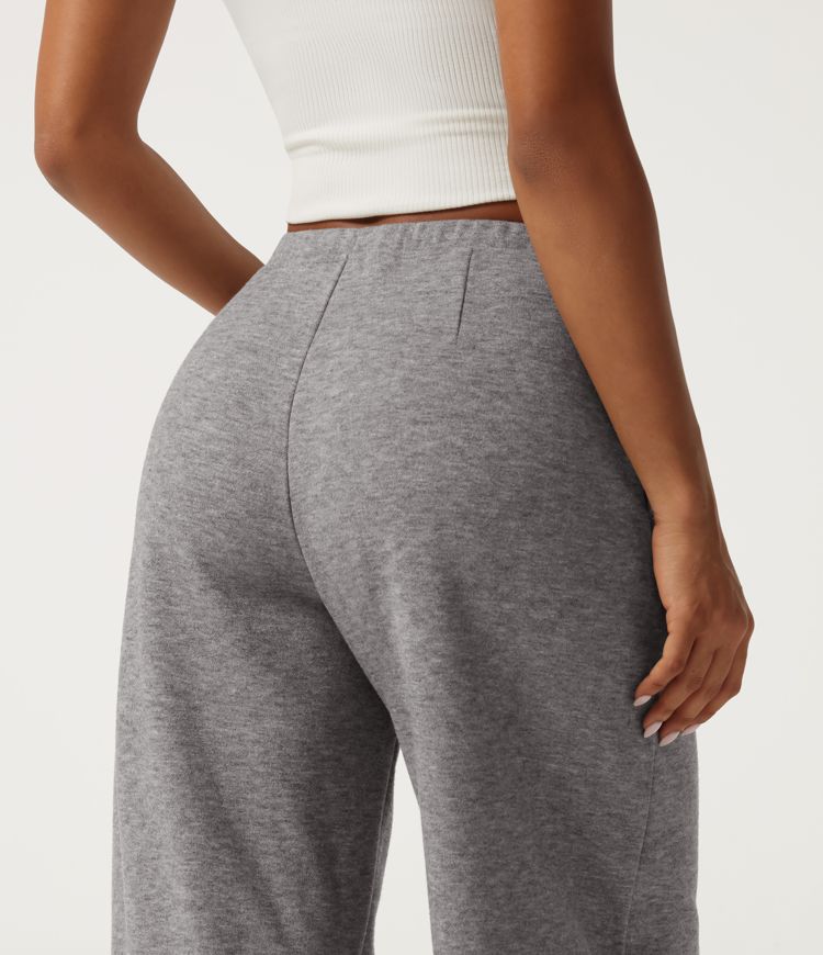 Mid Rise Drawstring Barrel Leg Casual Sweatpants with Pockets Mid Rise Drawstring Barrel Leg Casual Sweatpants with Pockets