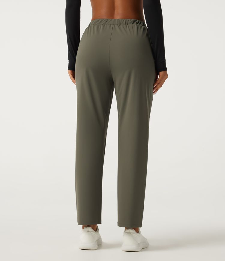 Wrinkle Recovery Mid Rise Quick Dry Workout Pants with Pockets Wrinkle Recovery Mid Rise Quick Dry Workout Pants with Pockets