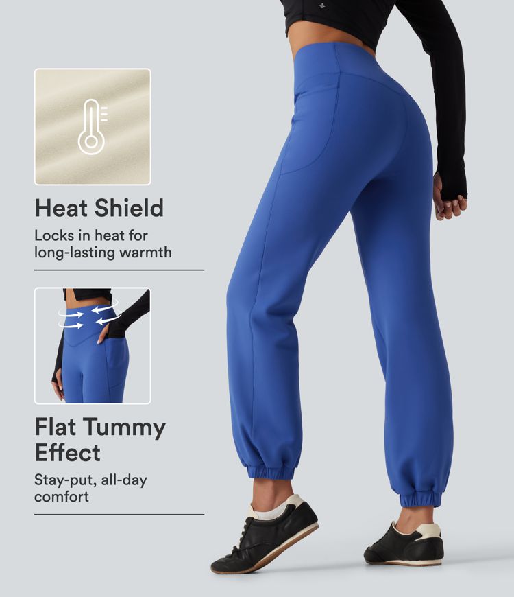 High Waisted Tummy Control Fleece Dance Joggers with Pockets High Waisted Tummy Control Fleece Dance Joggers with Pockets