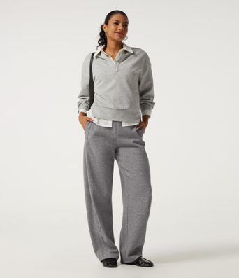Mid Rise Inner Drawstring Barrel Leg Casual Sweatpants with Pockets Mid Rise Inner Drawstring Barrel Leg Casual Sweatpants with Pockets