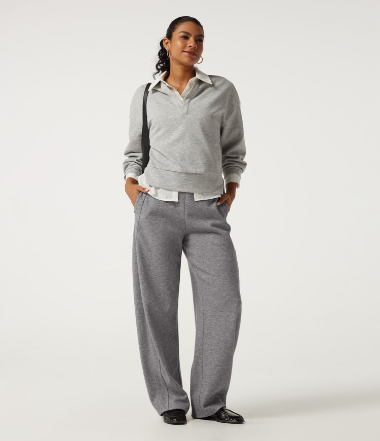 Mid Rise Inner Drawstring Barrel Leg Casual Sweatpants with Pockets Mid Rise Inner Drawstring Barrel Leg Casual Sweatpants with Pockets