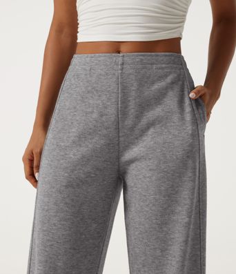 Mid Rise Inner Drawstring Barrel Leg Casual Sweatpants with Pockets Mid Rise Inner Drawstring Barrel Leg Casual Sweatpants with Pockets
