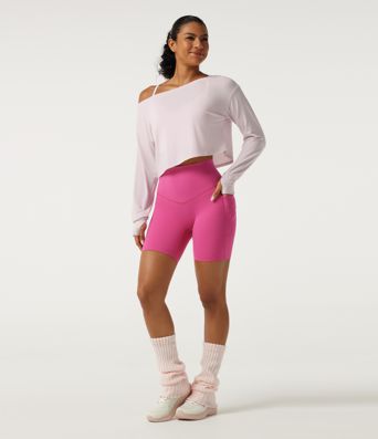 One Shoulder Long Sleeve Thumb Hole Quick Dry Yoga Sports Top