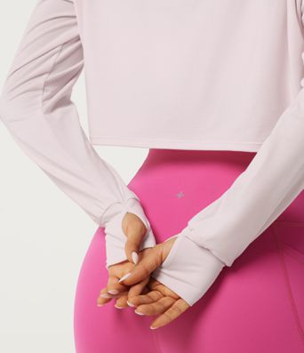 One Shoulder Long Sleeve Thumb Hole Quick Dry Yoga Sports Top