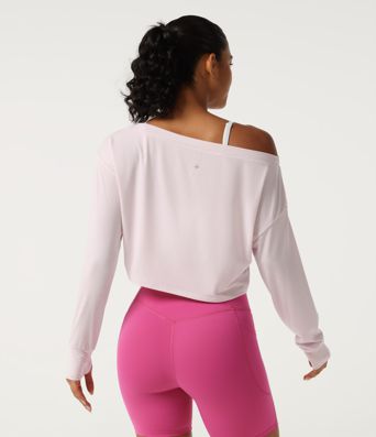 One Shoulder Long Sleeve Thumb Hole Quick Dry Yoga Sports Top