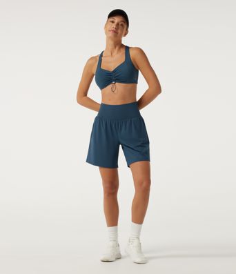 SoftlyZero Airy Light Support Sweetheart Neck Ruched Built-in Bra InstantCool Yoga Sports Top