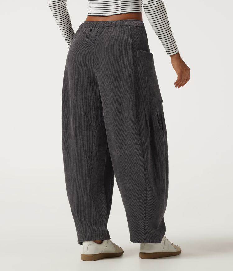 High Waisted Drawstring Corduroy Casual Pants with Pockets High Waisted Drawstring Corduroy Casual Pants with Pockets