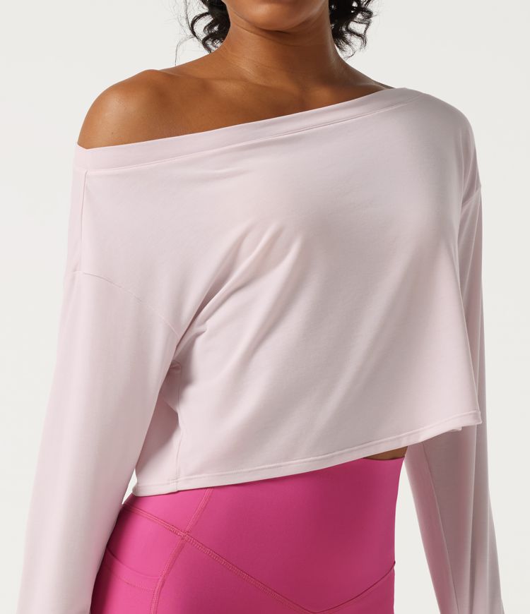 One Shoulder Long Sleeve Thumb Hole Quick Dry Yoga Sports Top