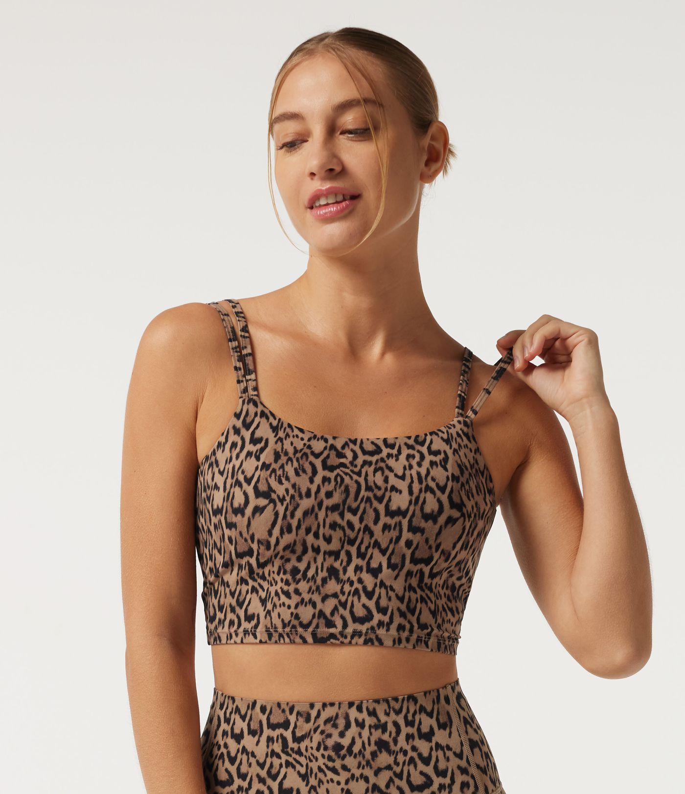 Halara UltraSculpt™ Leopard Print Light Support Square Neck Twisted Yoga Sports Bra with Built-in Bra Halara UltraSculpt™ Leopard Print Light Support Square Neck Twisted Yoga Sports Bra with Built-in Bra