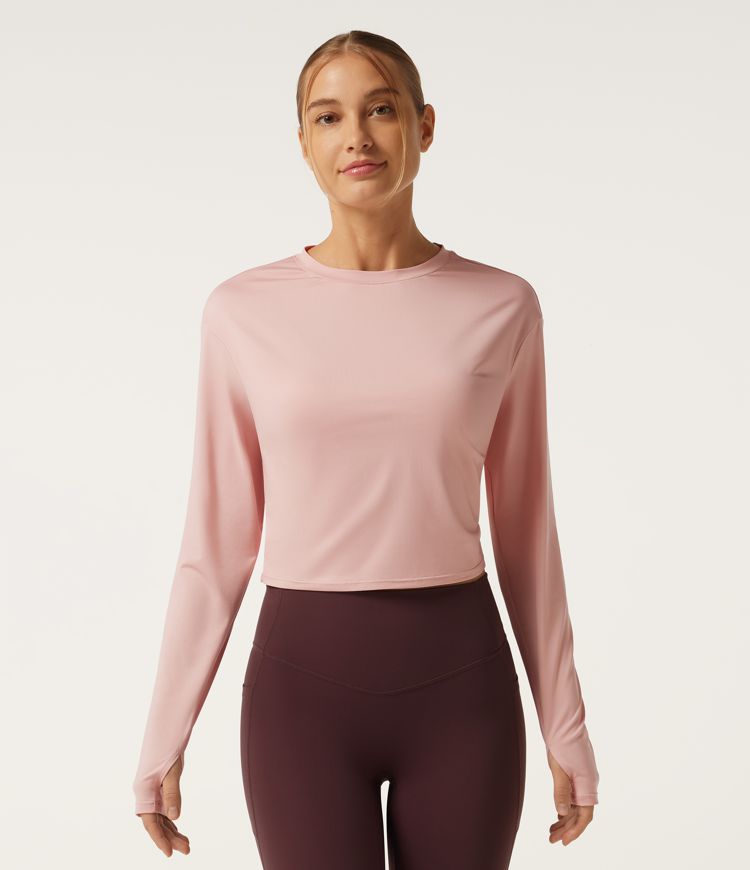 Round Neck Long Sleeve Cut Out Yoga Sports Top Round Neck Long Sleeve Cut Out Yoga Sports Top