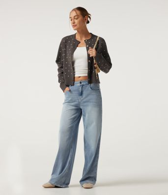 Round Neck Long Sleeve Polka Dot Casual Cardigan
