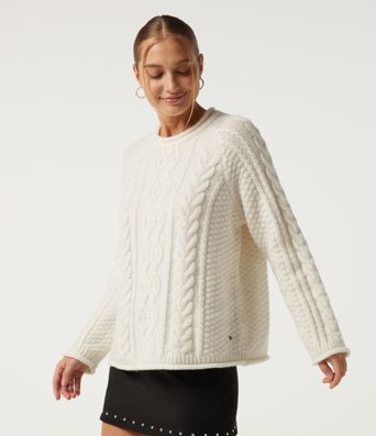 Round Neck Long Sleeve Rolled Hem Casual Sweater