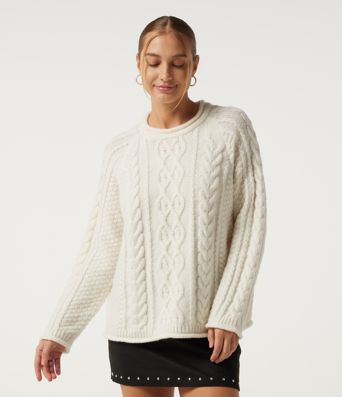 Round Neck Long Sleeve Rolled Hem Casual Sweater