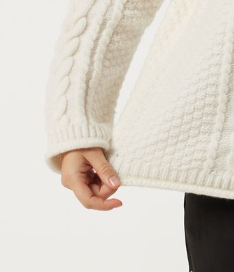 Round Neck Long Sleeve Rolled Hem Casual Sweater