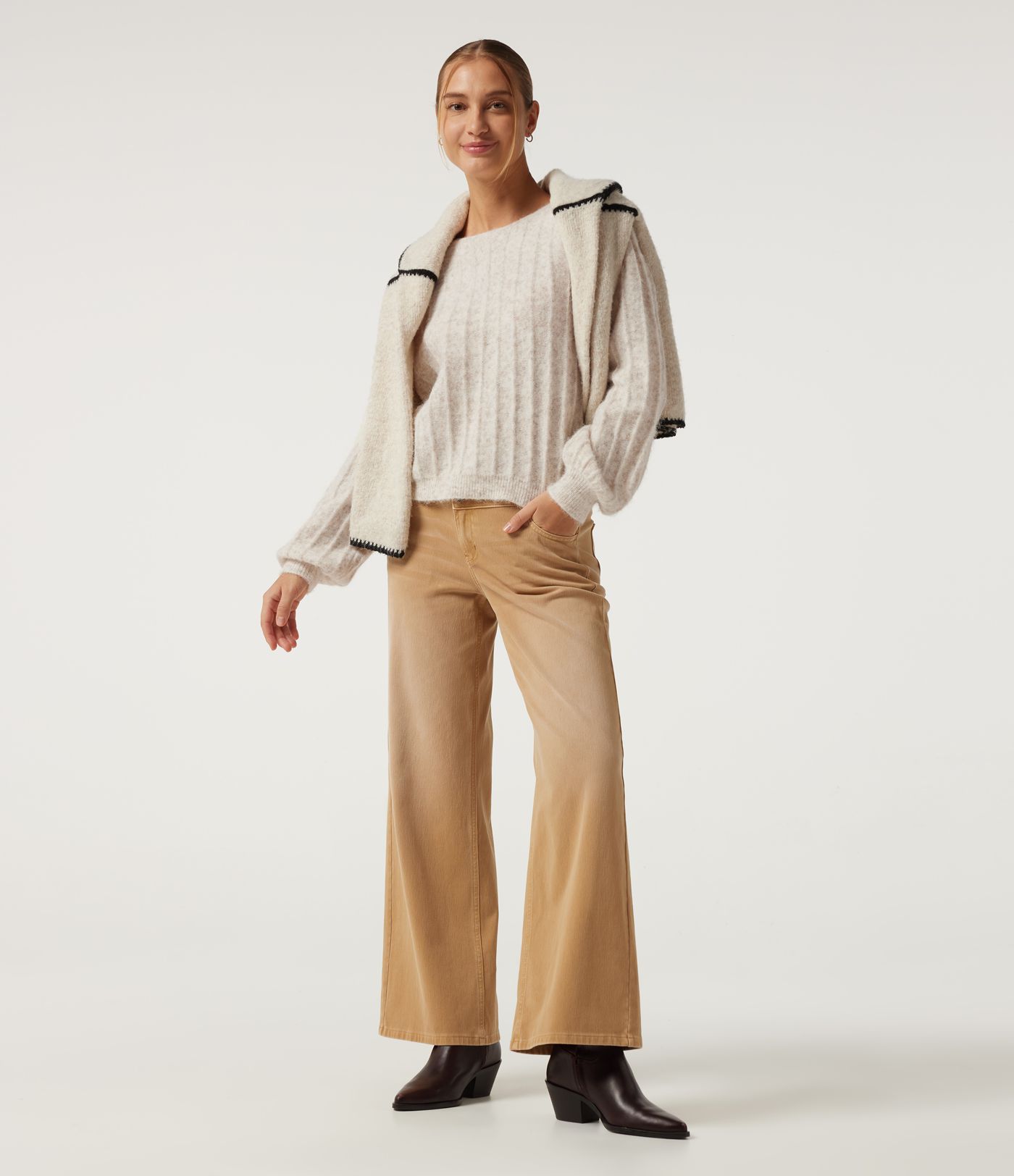 Boat Neck Long Sleeve Casual Sweater