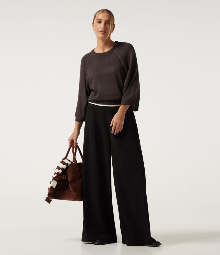 Round Neck Long Sleeve Work Sweater