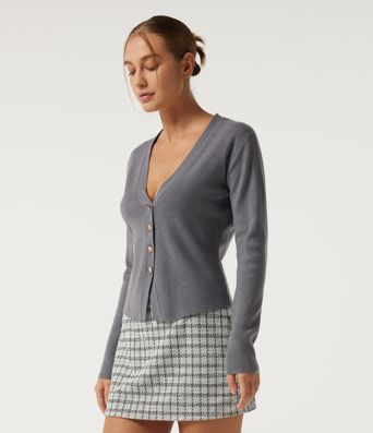 V Neck Long Sleeve Slim Work Cardigans