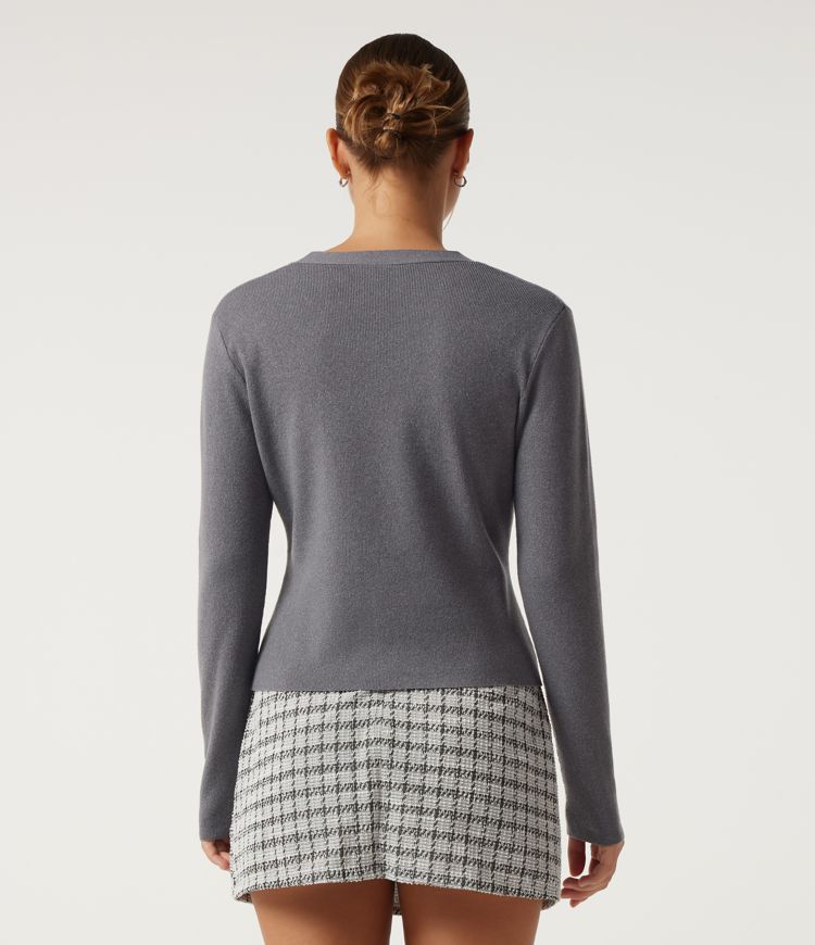 V Neck Long Sleeve Slim Work Cardigans
