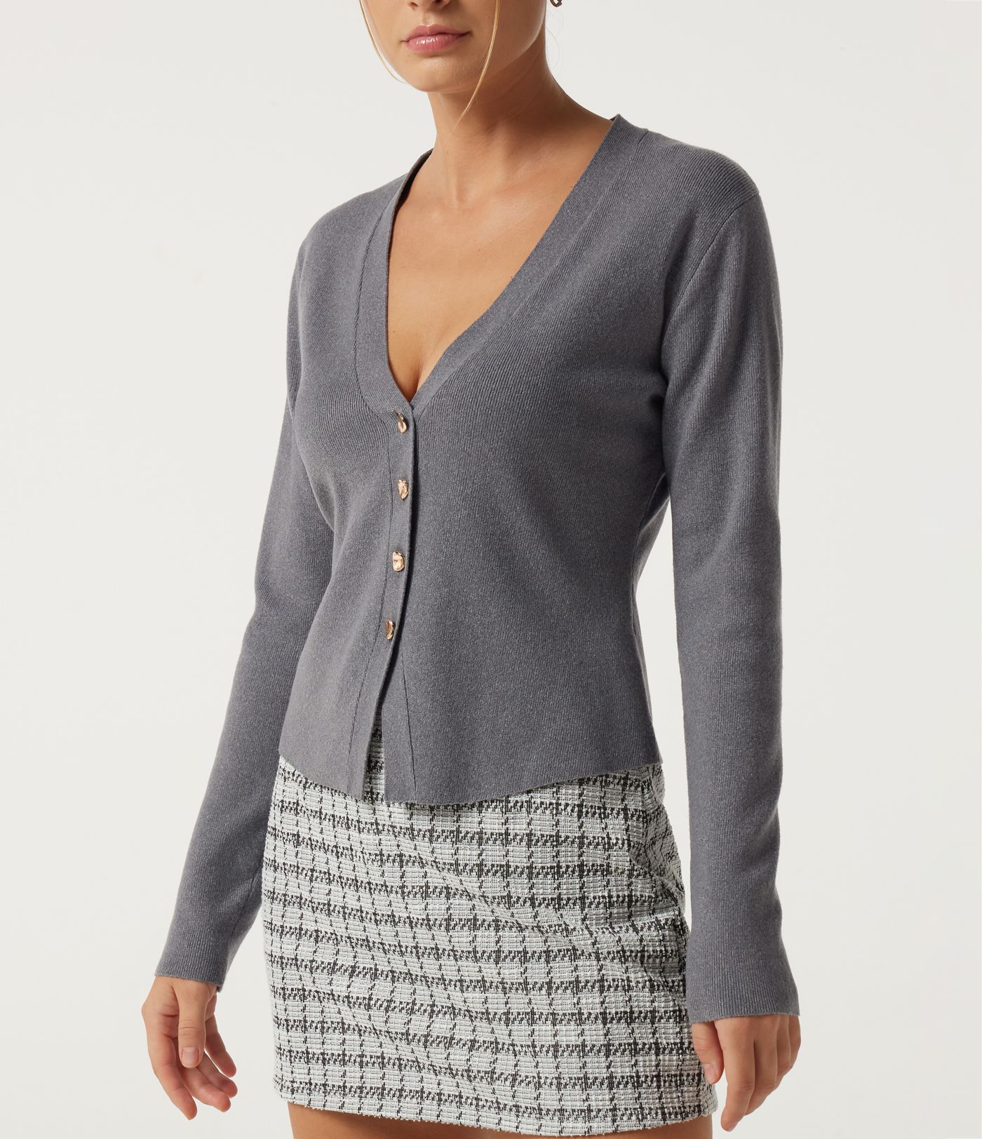 V Neck Long Sleeve Slim Work Cardigans