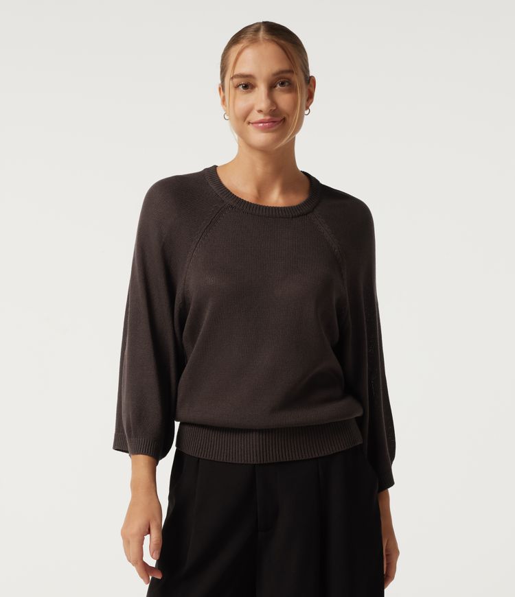 Round Neck Long Sleeve Work Sweater