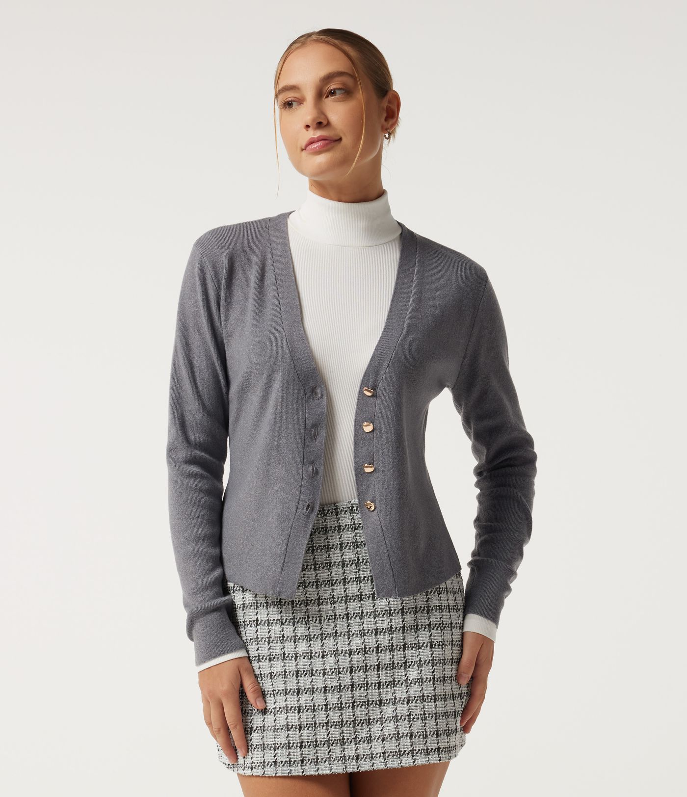 V Neck Long Sleeve Slim Work Cardigans
