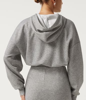 Hooded Long Sleeve Ruched Curved Hem Mini Casual Dress