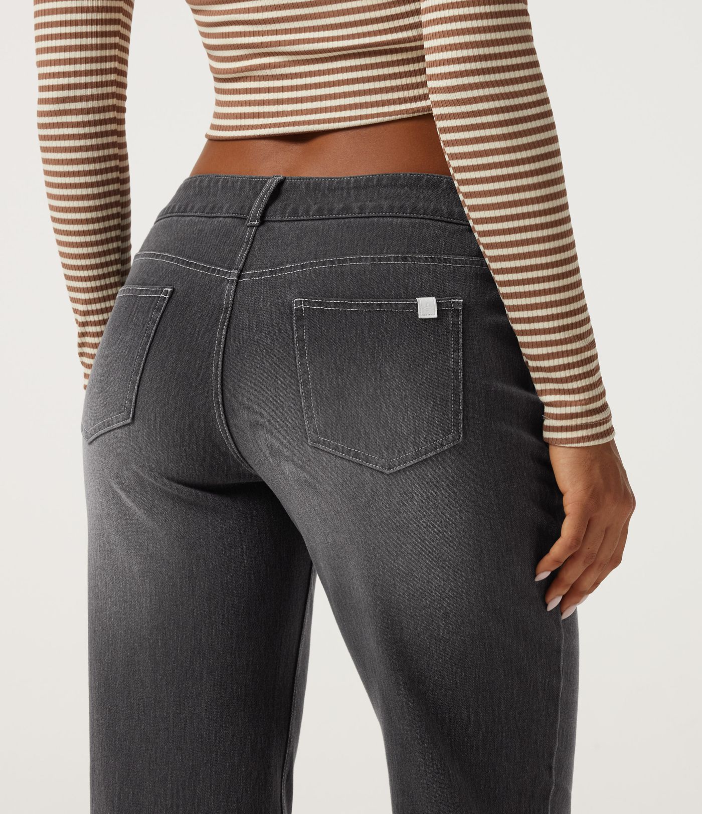 Halara Flex™ Asymmetric Low Rise Straight Leg Casual Jeans with Pockets Halara Flex™ Asymmetric Low Rise Straight Leg Casual Jeans with Pockets