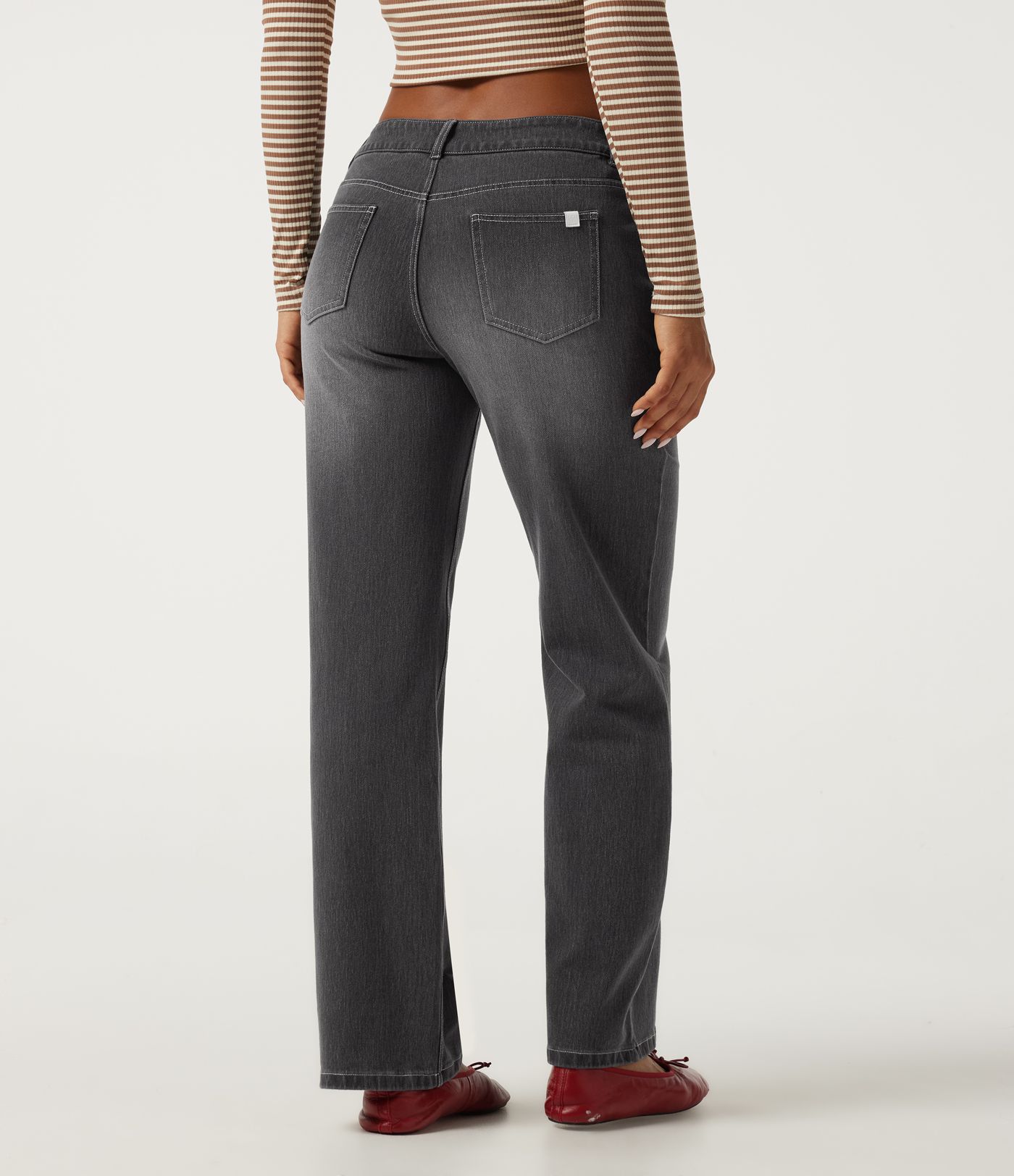 Halara Flex™ Asymmetric Low Rise Straight Leg Casual Jeans with Pockets Halara Flex™ Asymmetric Low Rise Straight Leg Casual Jeans with Pockets