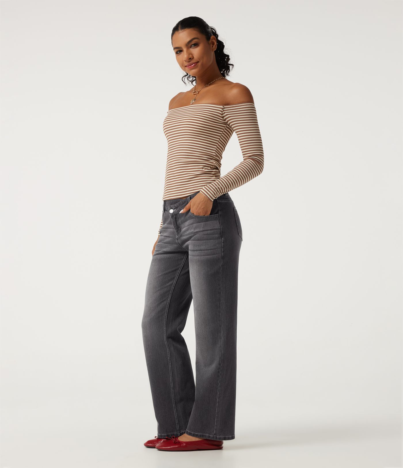 Halara Flex™ Asymmetric Low Rise Straight Leg Casual Jeans with Pockets Halara Flex™ Asymmetric Low Rise Straight Leg Casual Jeans with Pockets