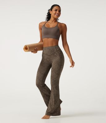 Legging de yoga flare Halara UltraSculpt™ taille haute gainant, effet liftant fessiers, dentelle contrastée et poches