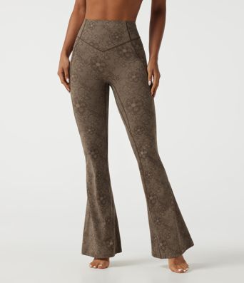 Legging de yoga flare Halara UltraSculpt™ taille haute gainant, effet liftant fessiers, dentelle contrastée et poches