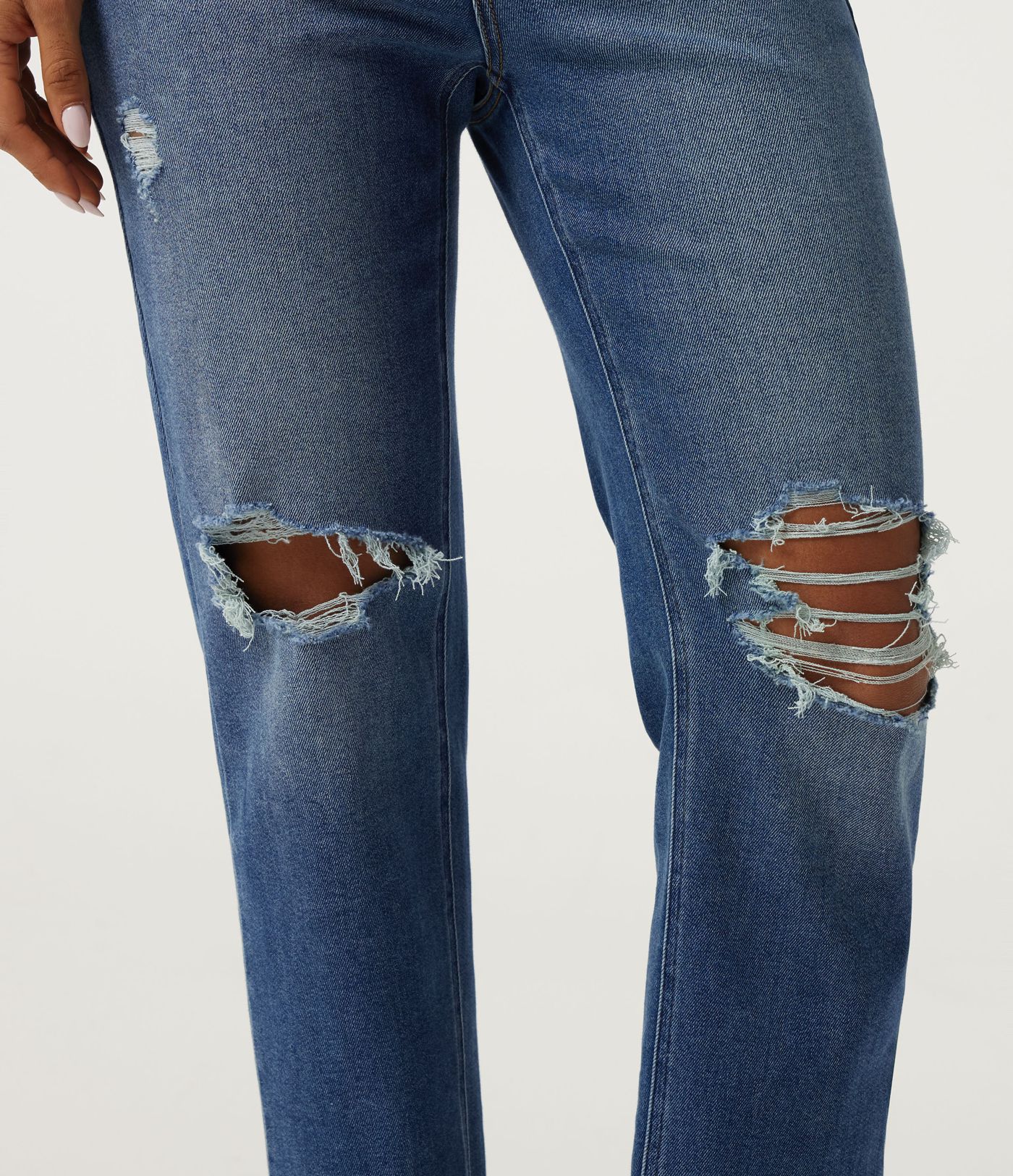 Jeans décontractés taille haute, coupe fuselée, avec poches
